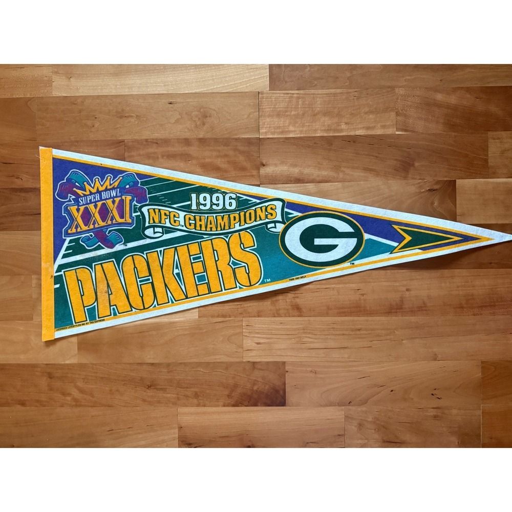 Vintage 1996 Green Bay Packers Super Bowl XXXI NFC Champions Pennant